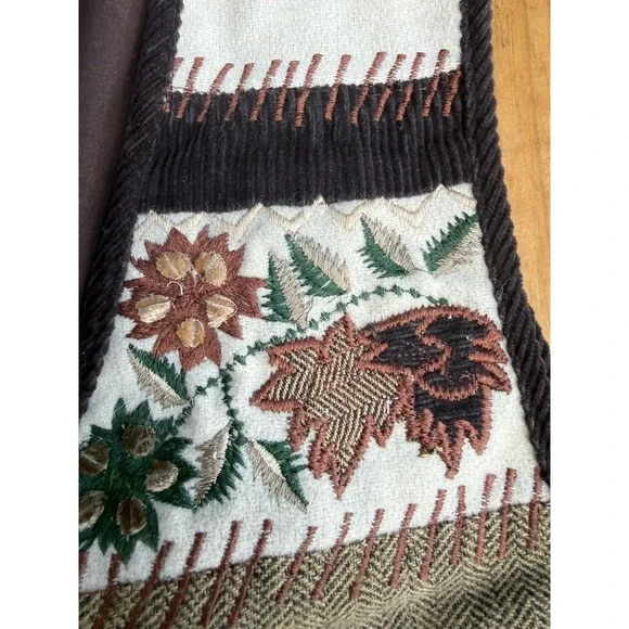 Vintage 90s New Directions Wool Blend 2X Brown Floral Button Up Vest Embroidered - Picture 2 of 7